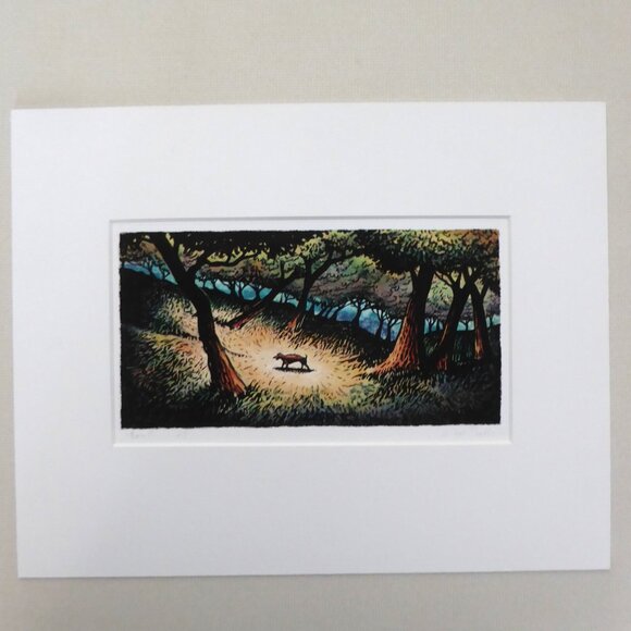 “RECOIL” LONE WOLF IN FOREST OF TREES FRAMED ARTIST PROOF SIGNED ART PRINT - Picture 2 of 9